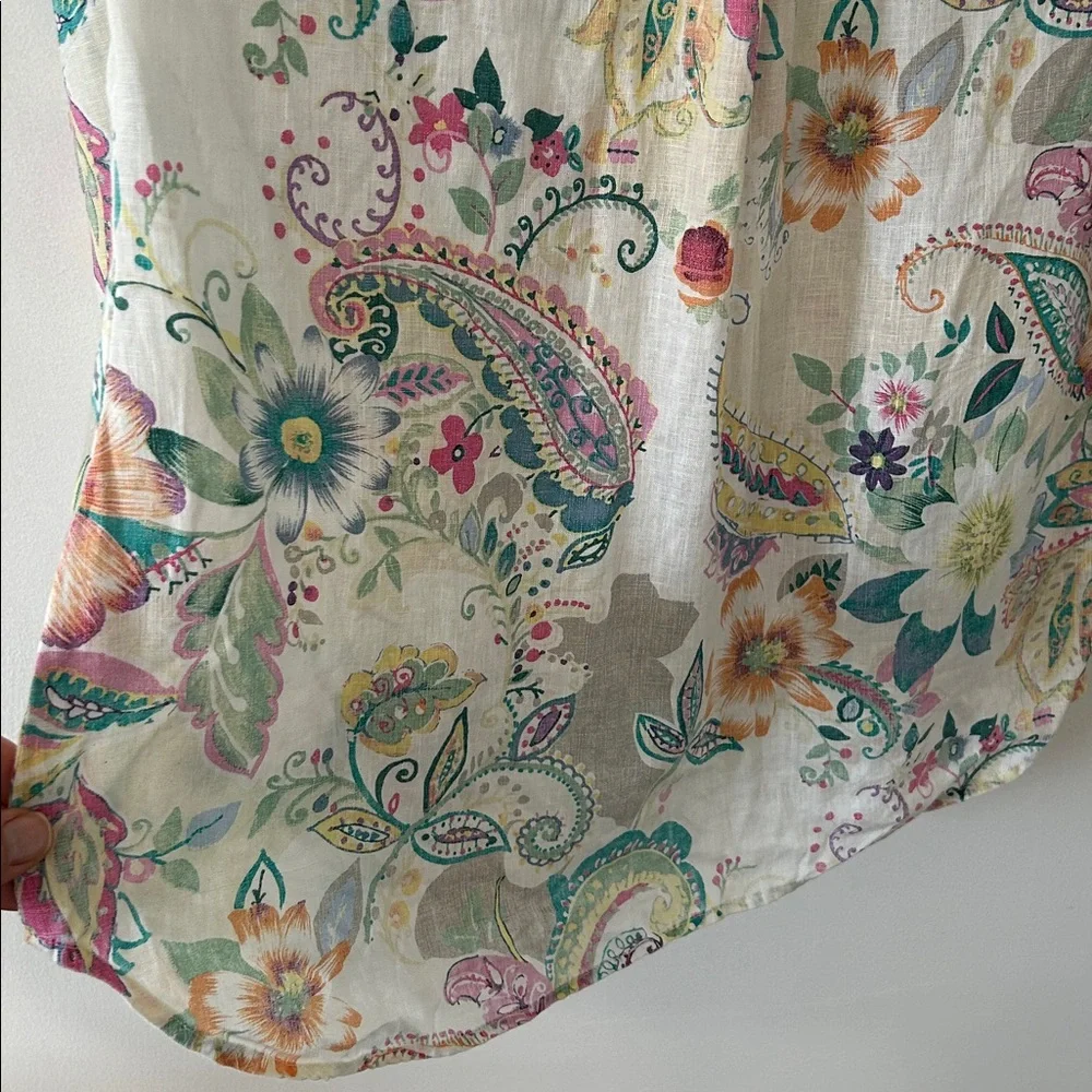 Malvin Tunic Women’s Large I Love Linen Floral Coastal Resortwear Beach Spring - Picture 9 of 12